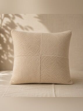 Pre-Order “Cove Patch” Hand Knit Cotton Pillow Coverlet & Insert